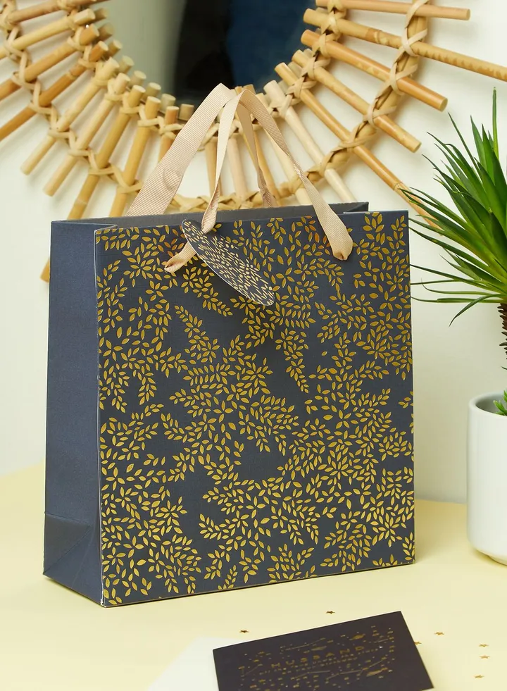 Gold Leaves Midnight Medium Bag