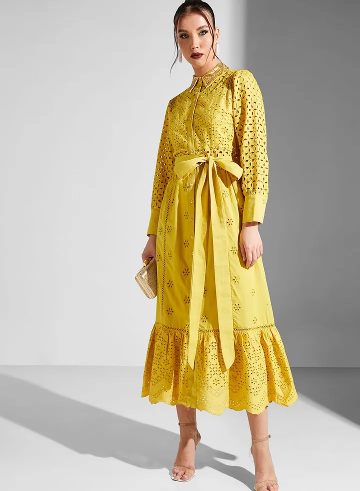Embellished Belted Dress