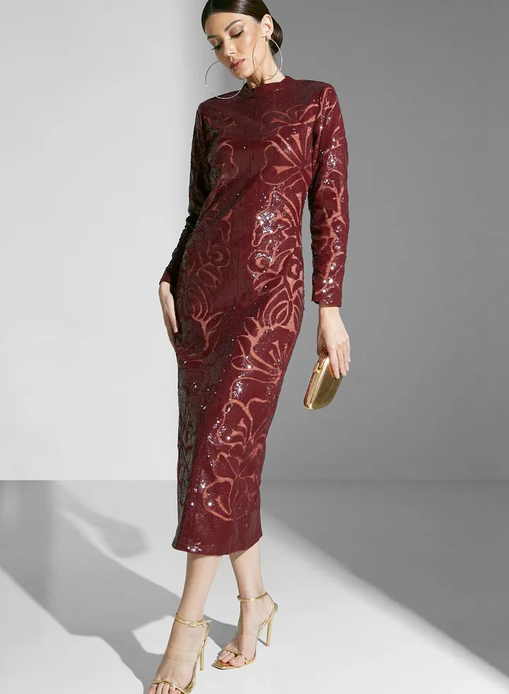 Shimmer Floral Print Dress