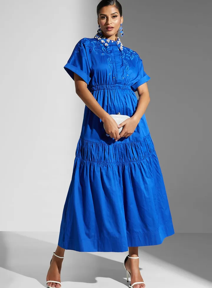 Tiered Dress with embroidery details