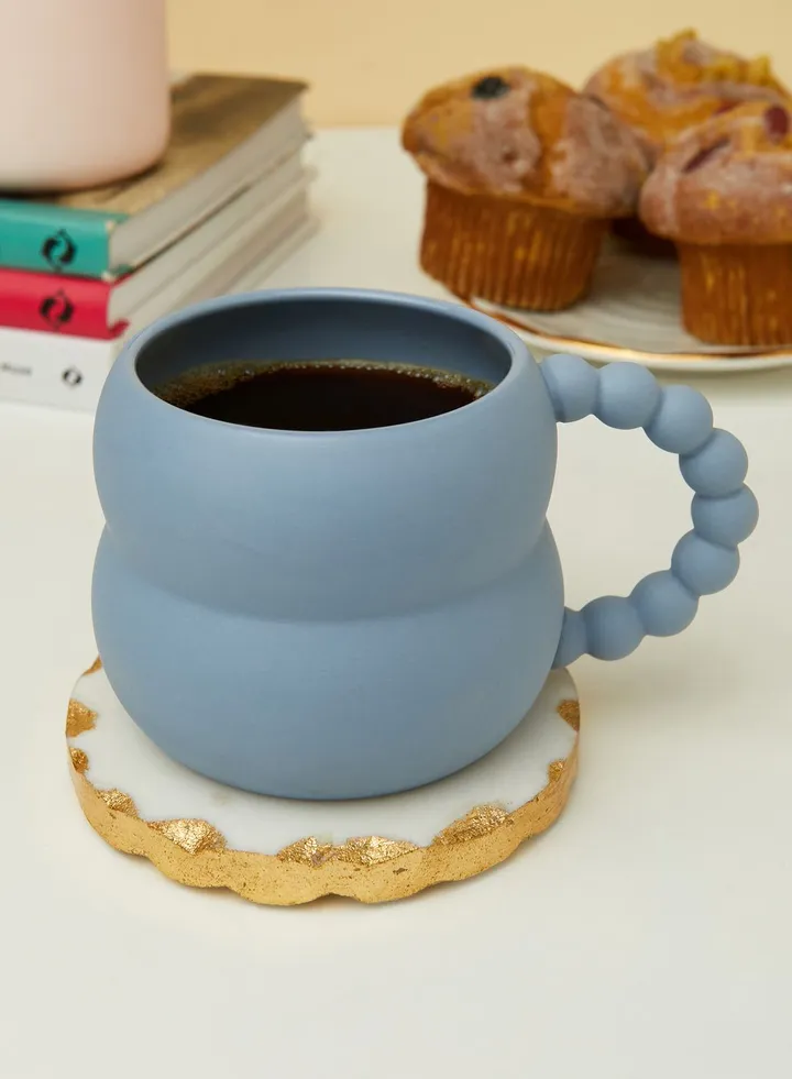 Blue Bubble Handle Mug