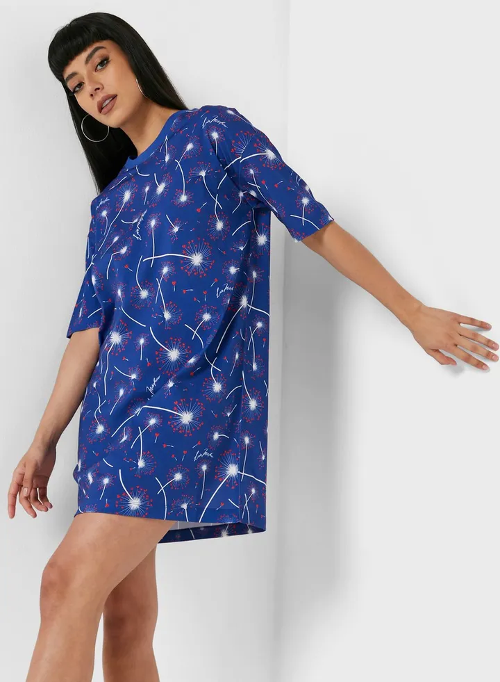 Round Neck Printed Dress
