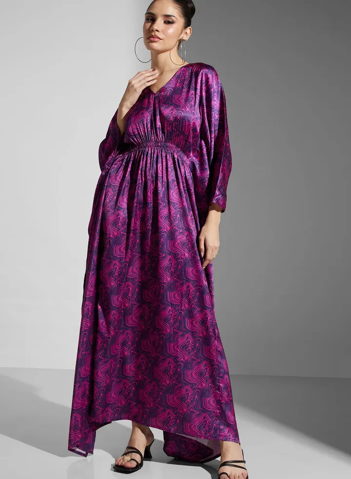 Cape Sleeve Floral Print Kaftan