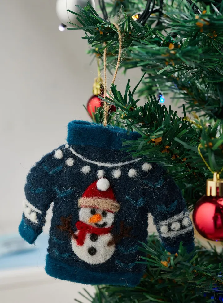 Blue Christmas Jumper Felt Hanging Decoration