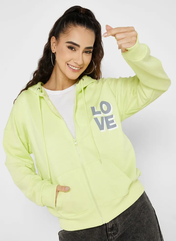 Graphic Zip Thru Hoodie