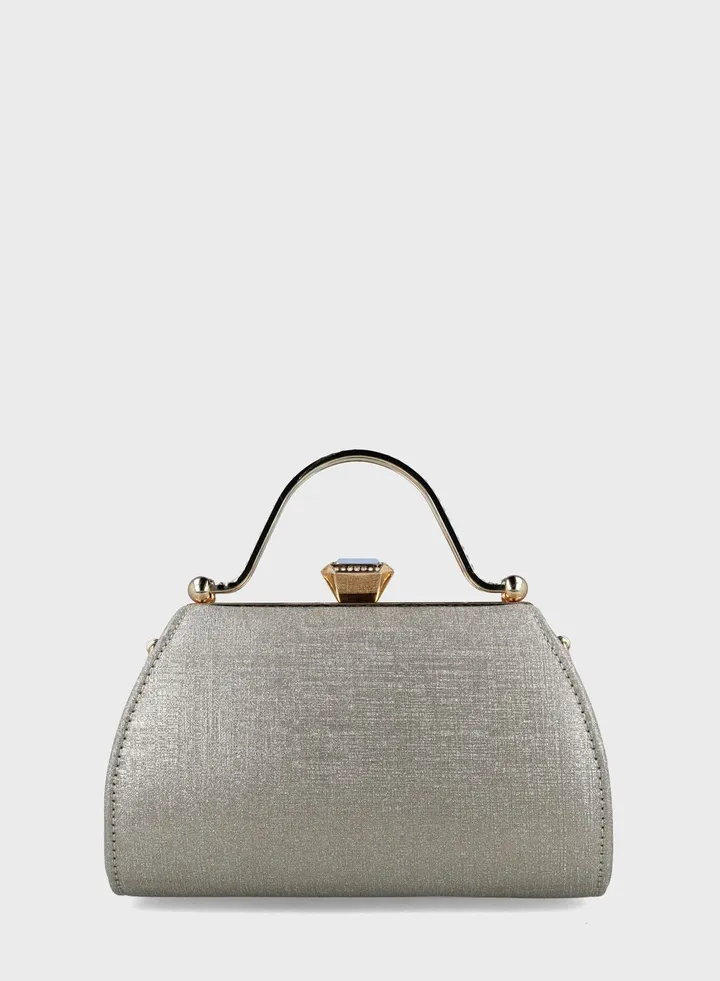 Magnet Lock Clutch Bag With Handle
