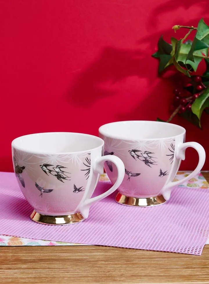Footed Mug Magnolia Sunset - Pink/Gold - Amended