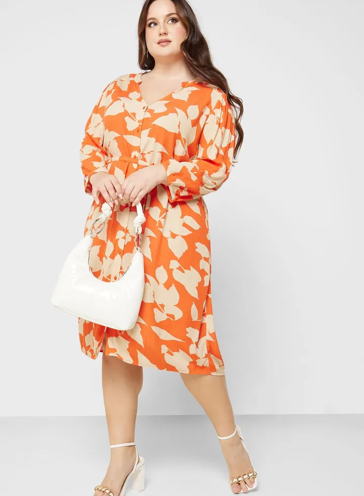 Tie Detail Printed Dress