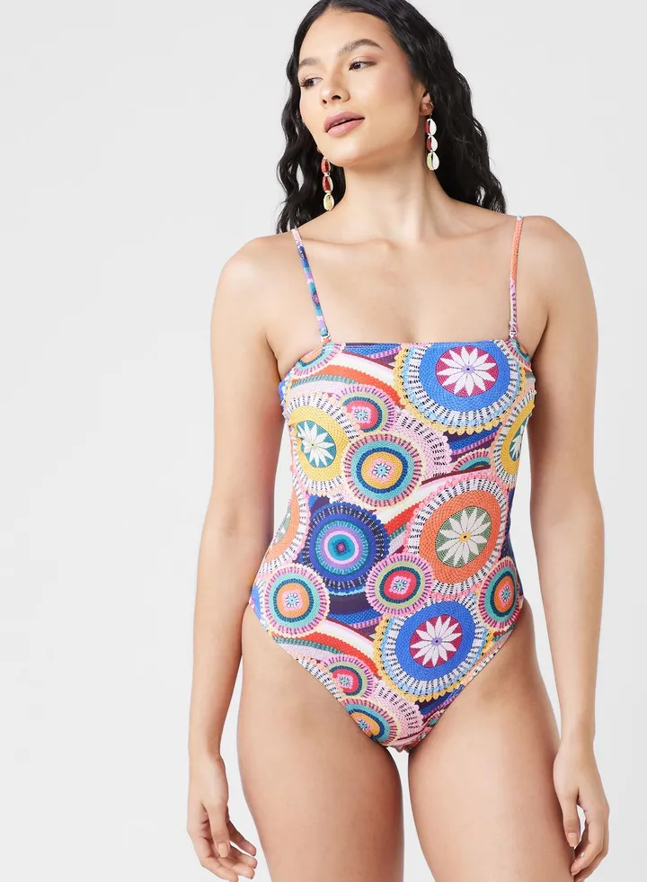 Strappy Printed Swimsuit