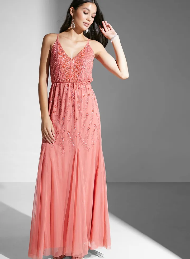 V-Neck Embellished Dress