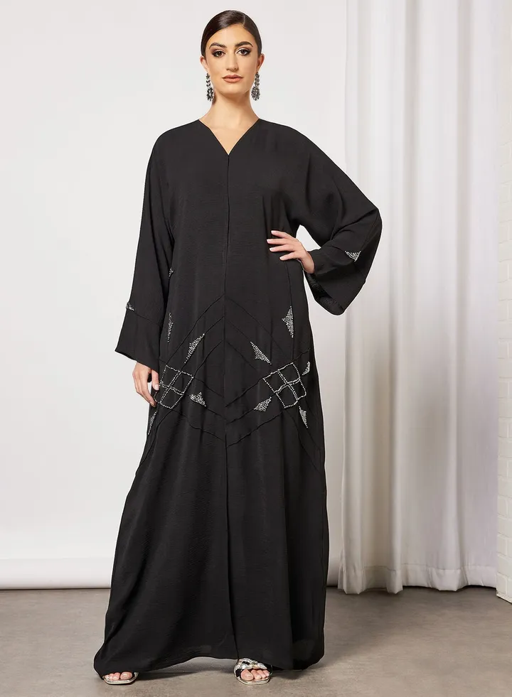 Abaya Dress Embellished With Beads Handwork