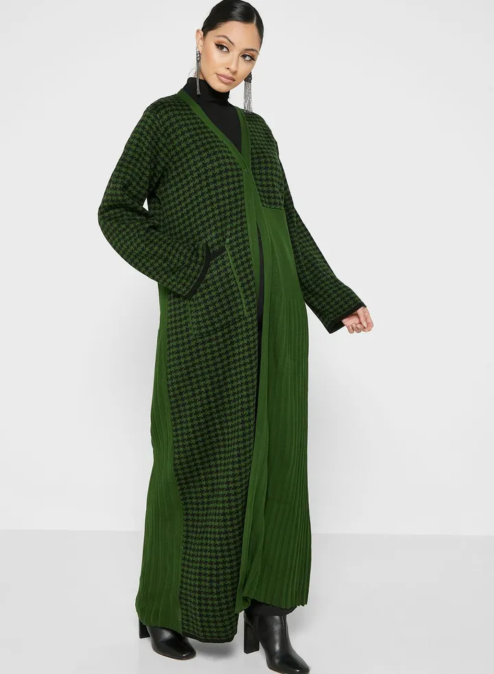 Colorblock Printed Woolen Abaya