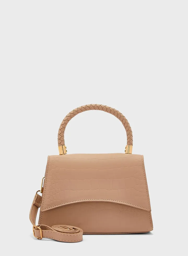 Weaved Handle Satchel Bag