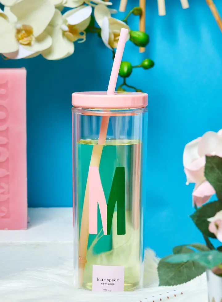 Monogram Tumbler With Straw - M