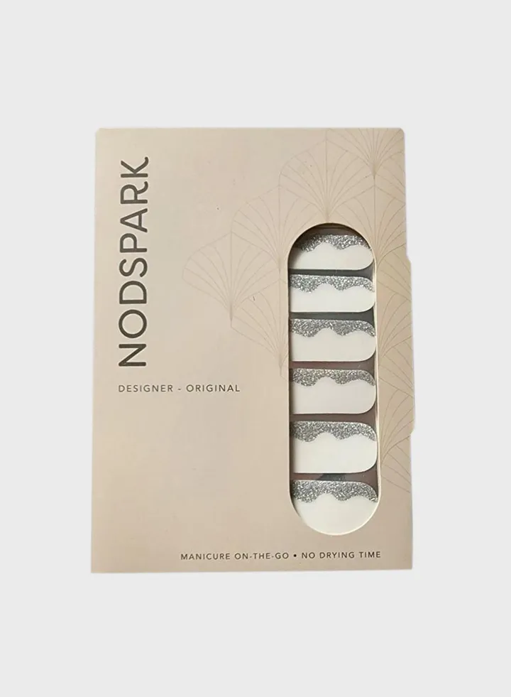 Nail Art Wrap - Seawaves White X Silver