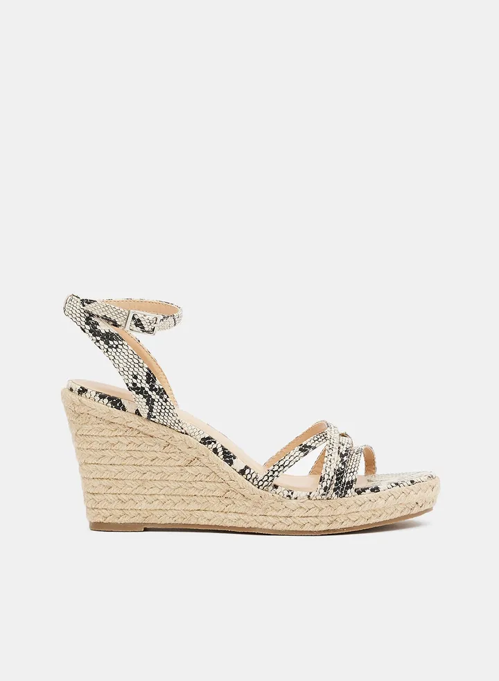 Snakeskin Print Wedge Sandals