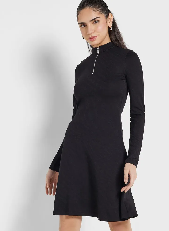 Zip Detail Knitted Dress