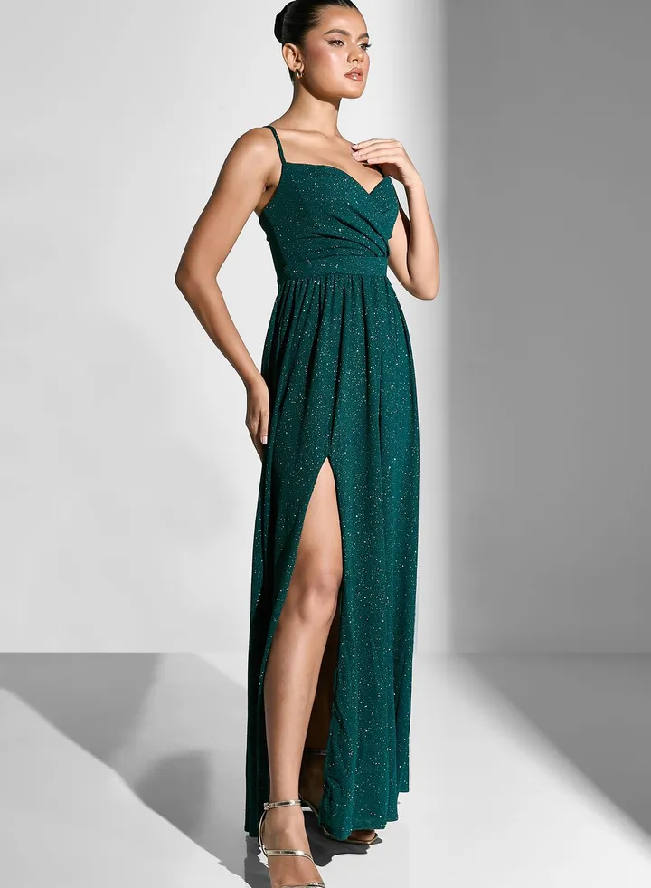Strappy A-Line Dress With Slit