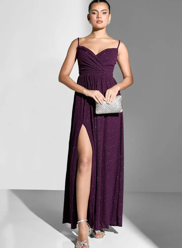 Strappy A-Line Dress With Slit