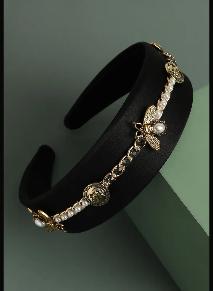 Gold Plated Designer Stone Western Wear Hair Band For Women