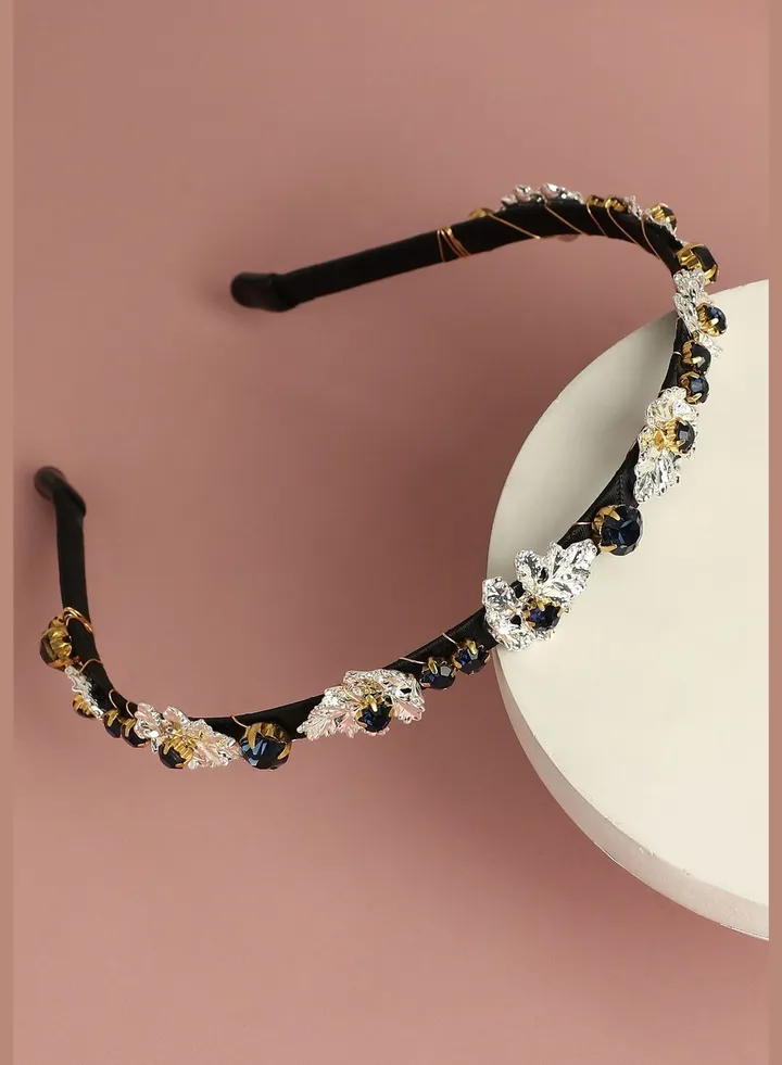 Gold Plated Designer Stone Western Wear Hair Band For Women