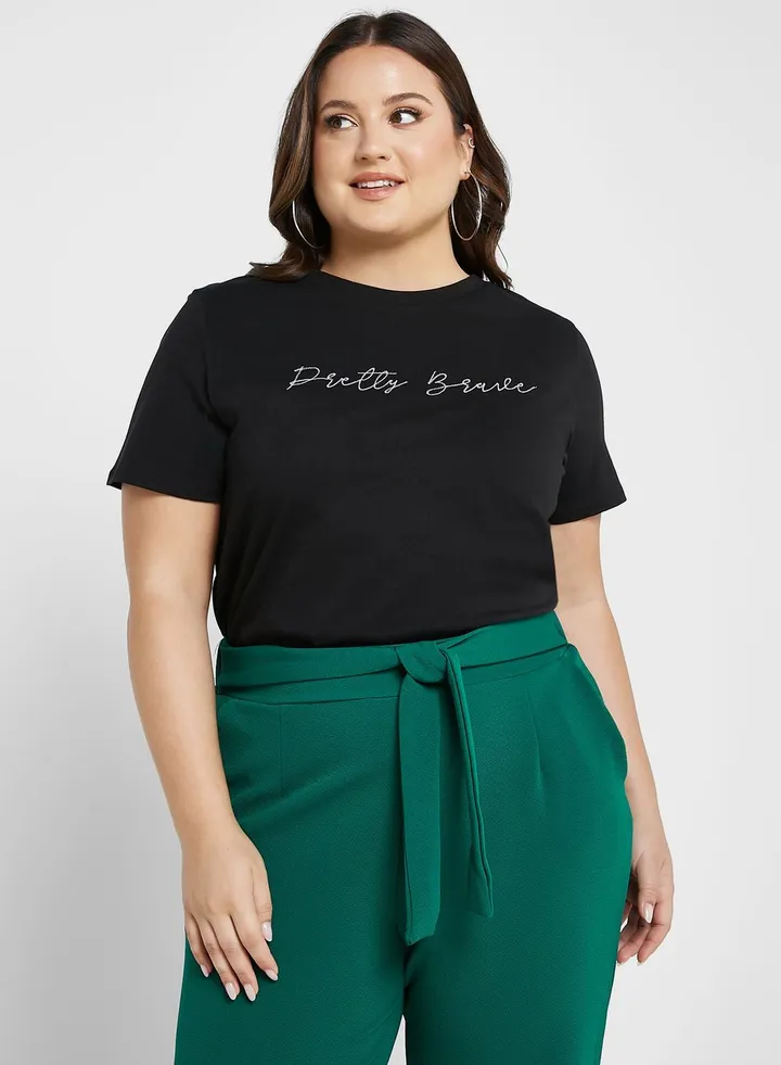 Embroidered Round Neck T-Shirt
