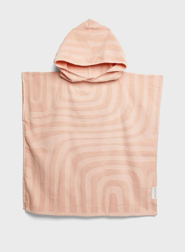 Terry Beach Hooded Towel 6-9 Surf- Ice Pink