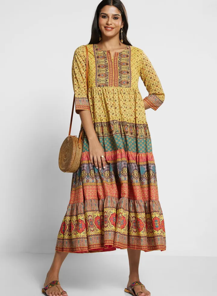Printed Tiered Dress