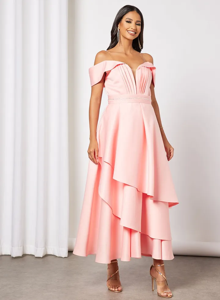 Layered Strapless Satin Dress