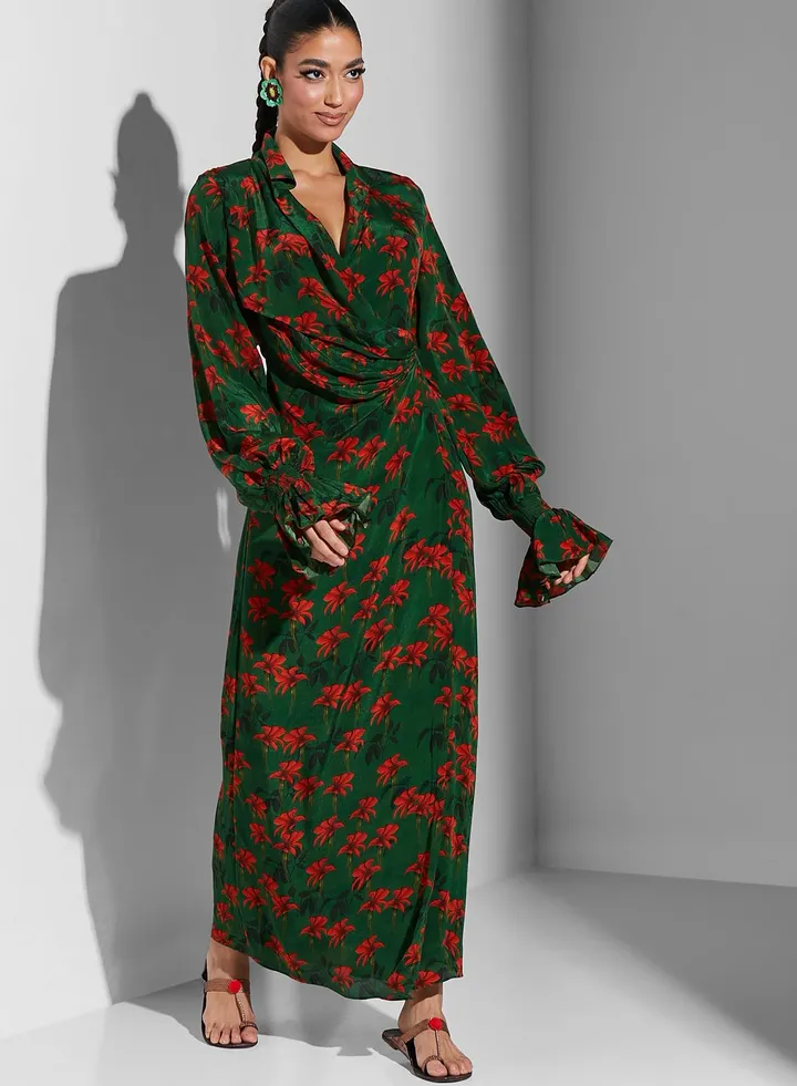 Puff Sleeve Printed Dress