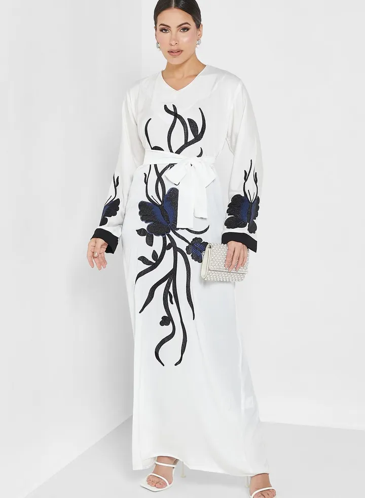 Embellished Belted Jalabiya
