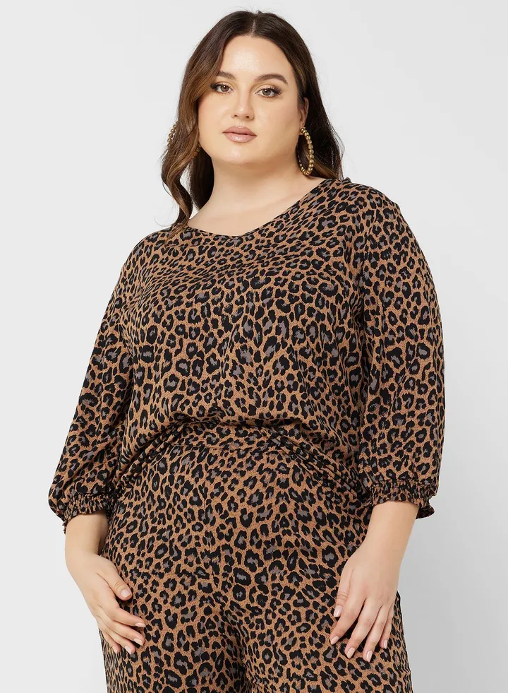 Balloon Sleeve Printed Top