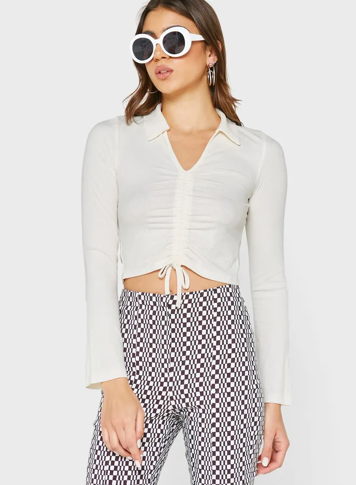 V-Neck Ruched Top