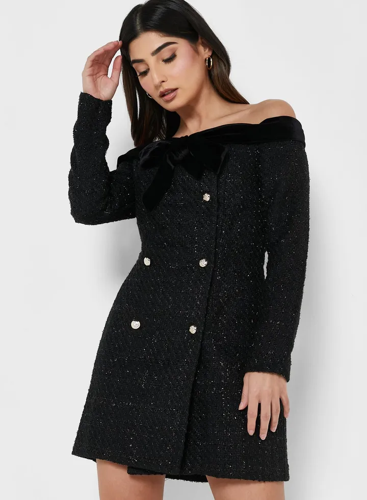 Bardot Tie Detail Dress