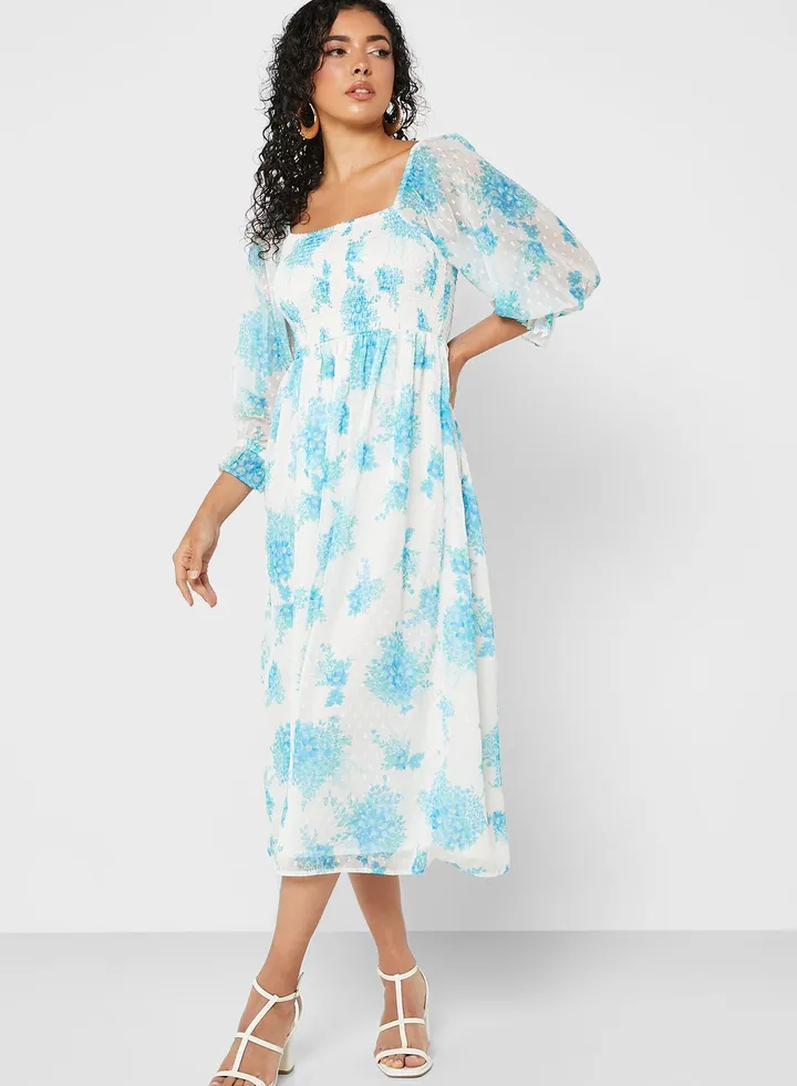 Floral Print Ruffle Dress