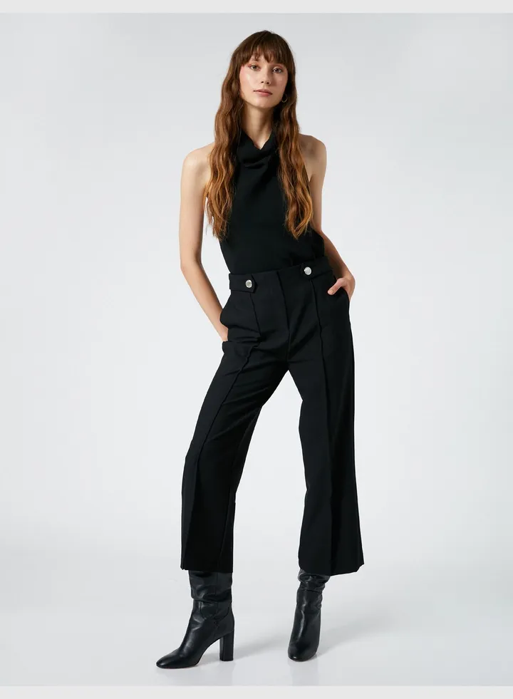 Pocket Detail Wide Leg Trousers