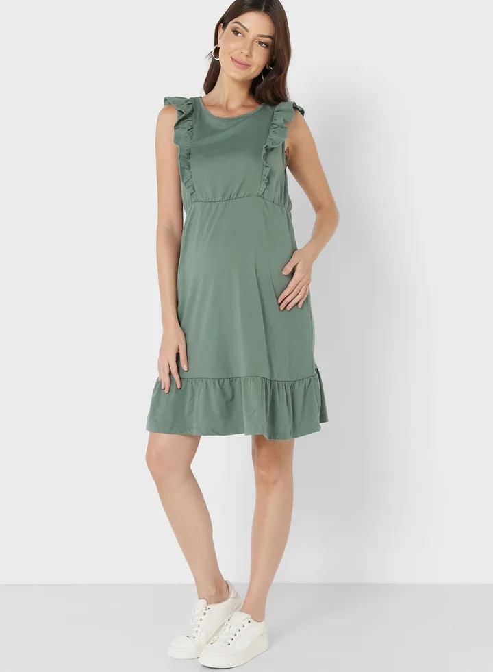 Ruffle Hem Knitted Dress