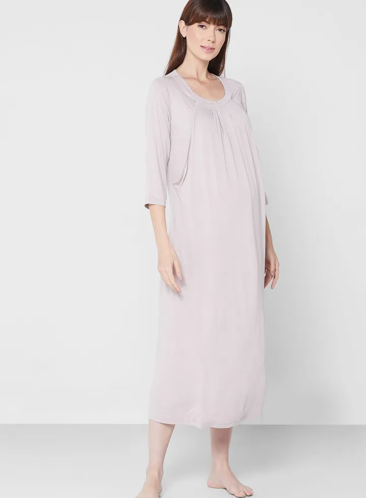 Round Neck Knitted Night Dress