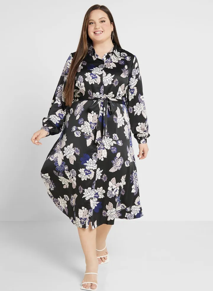 Floral Print Tie Detail Dress