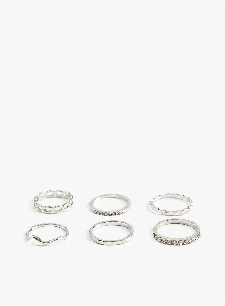 Ring Set 6 Pack Metal Thin Textured