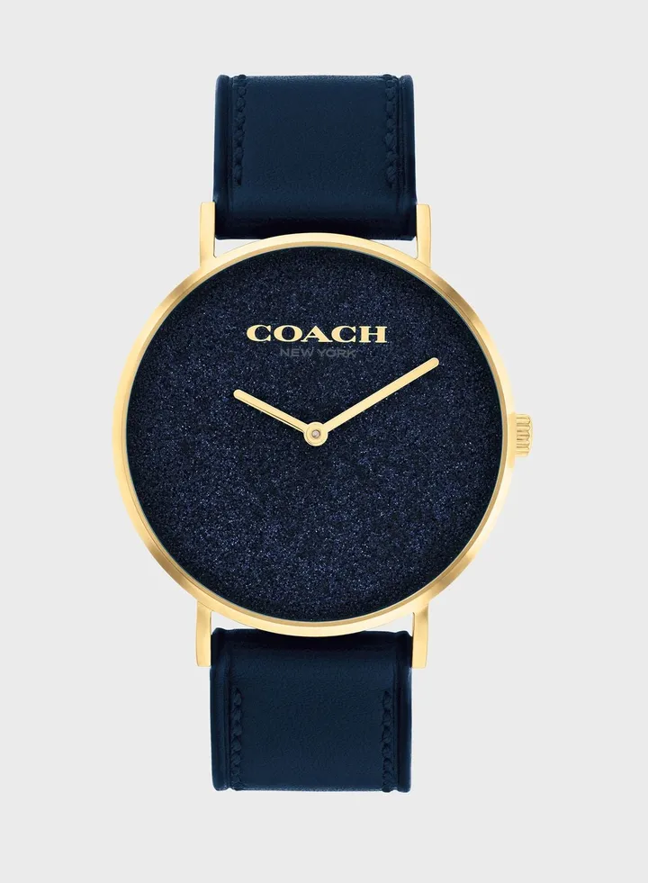 Navy Calfskin Analog Watch