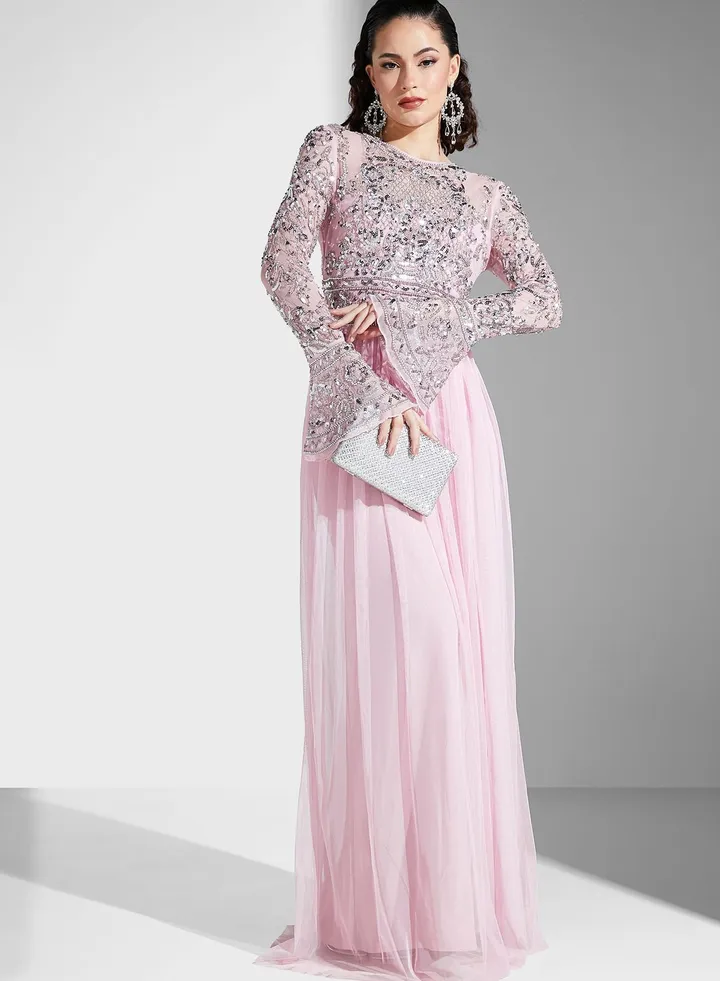 Embellished Tiered Dress