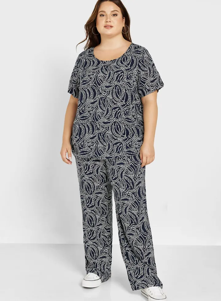 Printed Wide Leg Pants