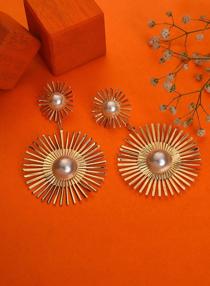 Gold Plated Pearls Drop Earring