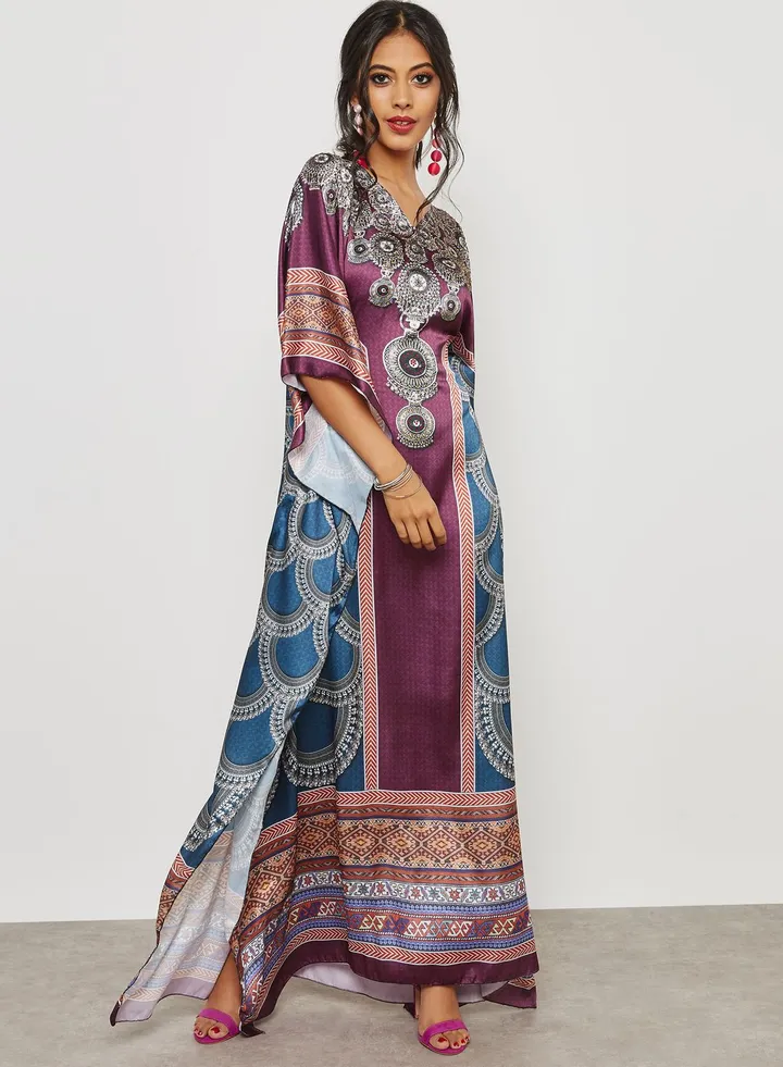 Beadwork Printed Kaftan