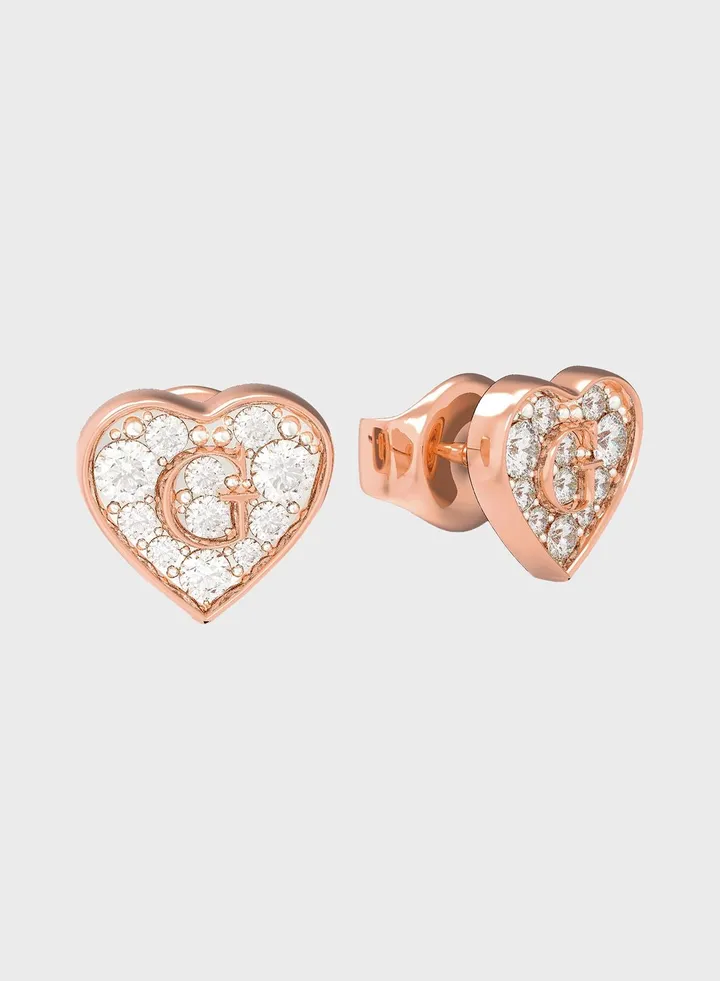 Heart Crystals Stud Earrings