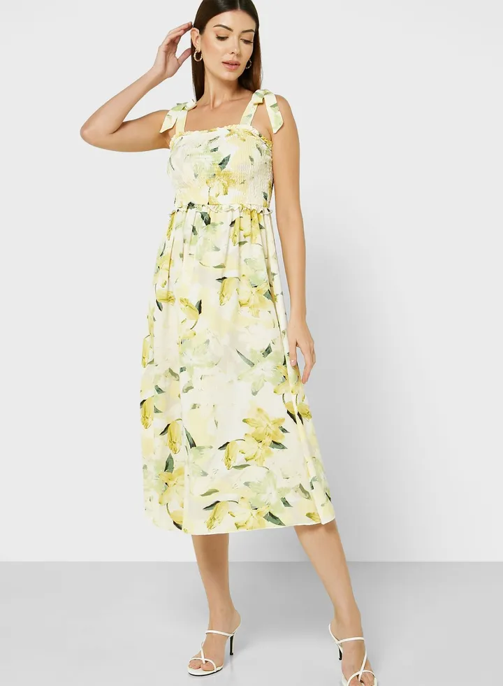 Strappy Detail Printed Dress