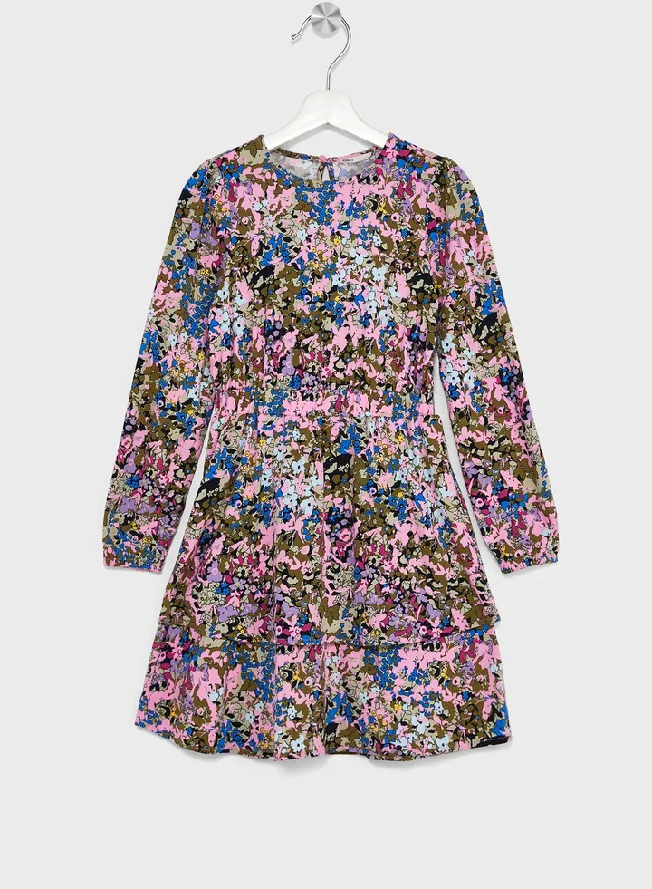 Kids Floral Print Midi Dress