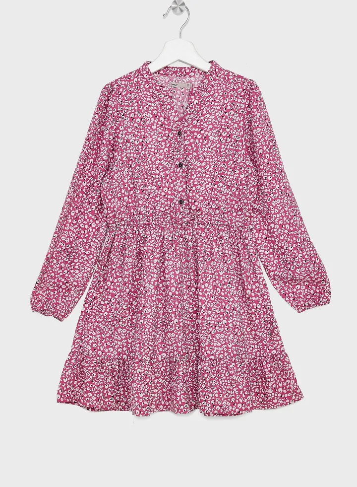 Kids Floral Print Midi Dress