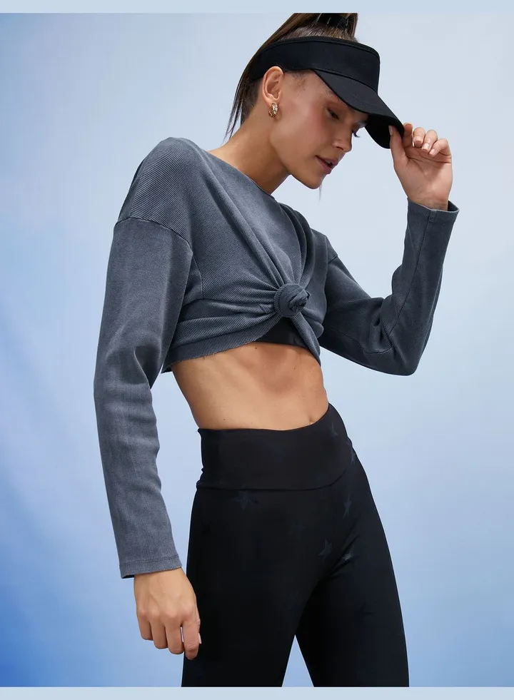 Oversized Crop Sports Sweatshirt